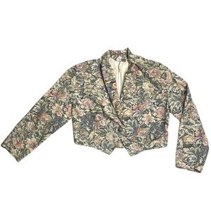 Vintage 90s Cropped Floral Blazer by Michael Tracey, Medium